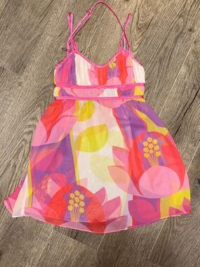 Cute Colourful Mesh La Senza Vibrant Flowy Halter Spaghetti Strap Top in XS